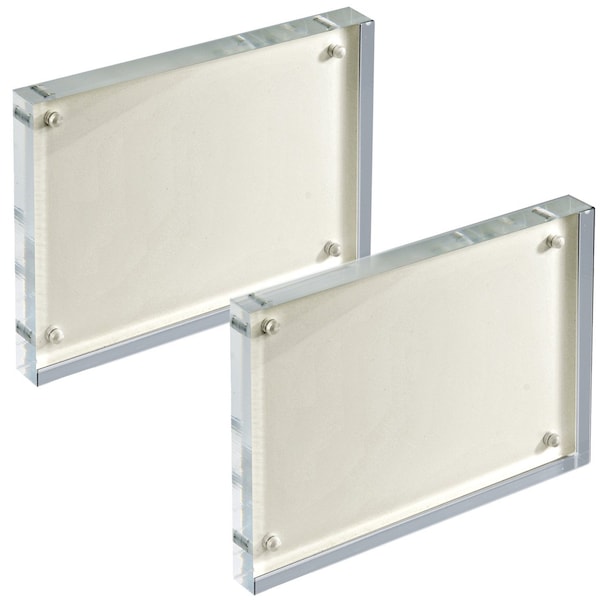 Azar Displays White Acrylic Block with Metal Back Plate 5 in. X 7 in., 2PK 104667-WHT-2PK - main